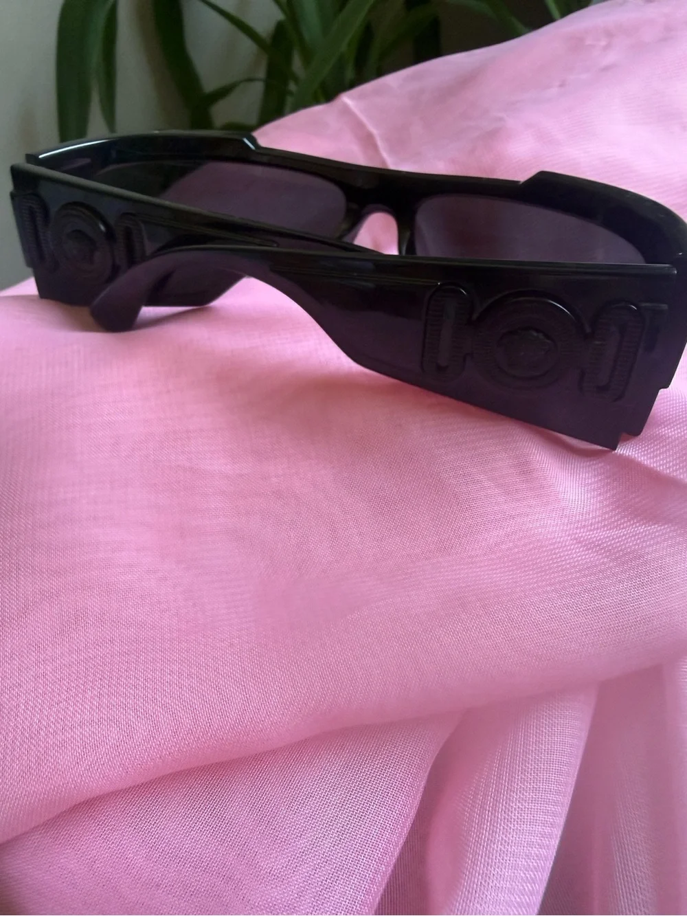 Versace Black Men's Shield Sunglasses with Dark Lenses